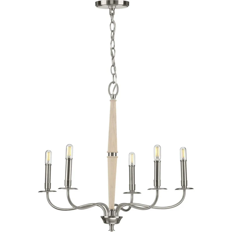 Brushed Nickel Five Light Chandelier from the Durrell Collection