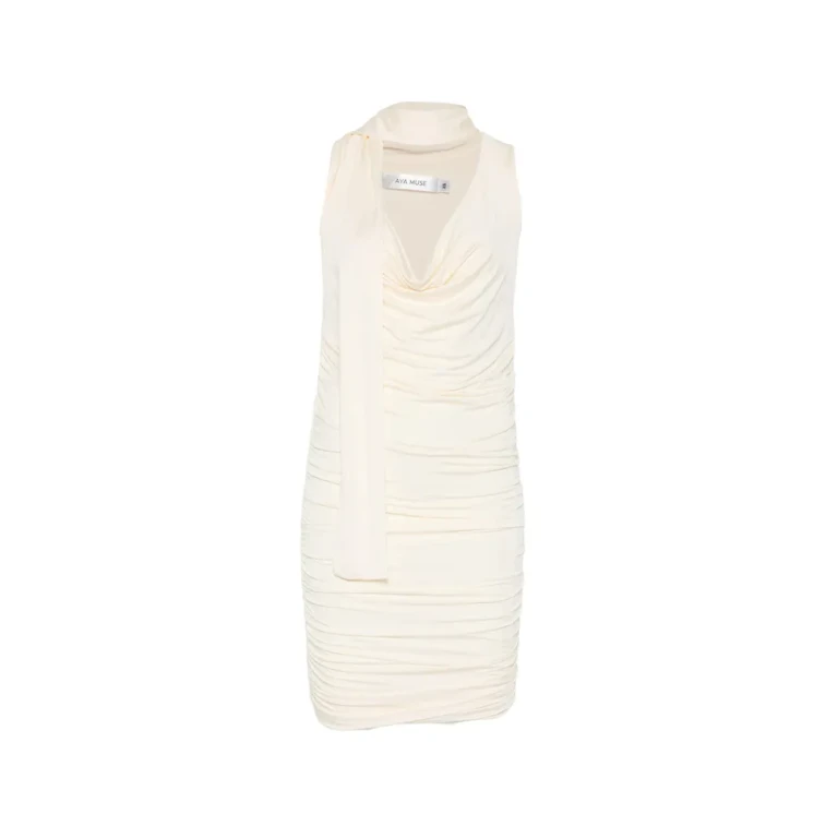 Aya Muse Draped-meckline Midi Dress