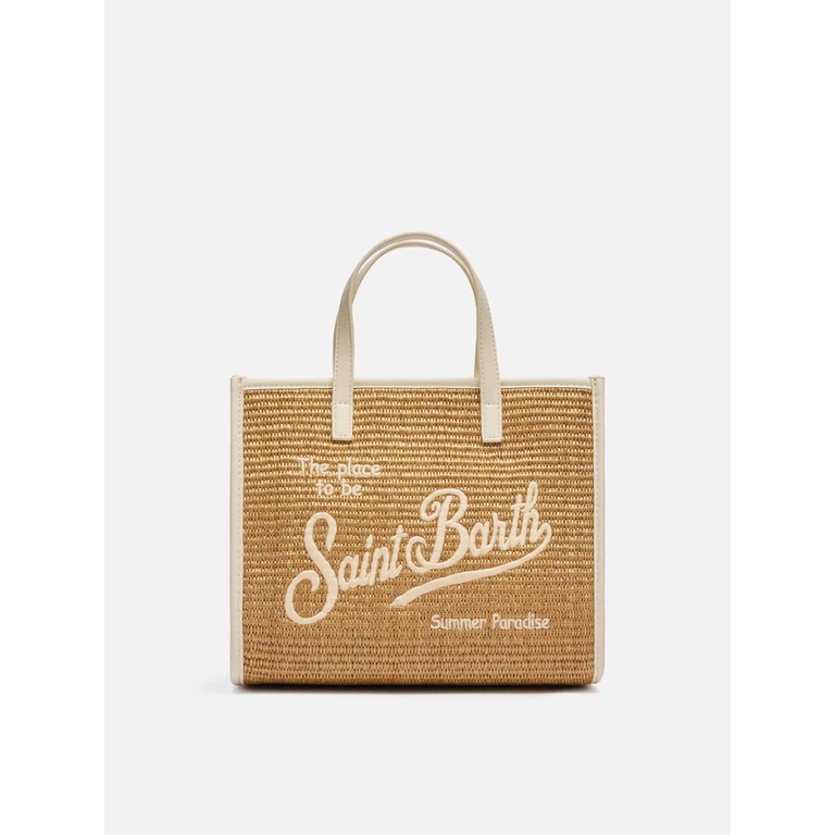 Mc2 Saint Barth Brown Vivian Midi Straw Handbag Bag - Unisex