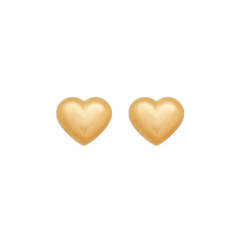 Children's Puff Heart Stud Earrings in 14K Yellow Gold