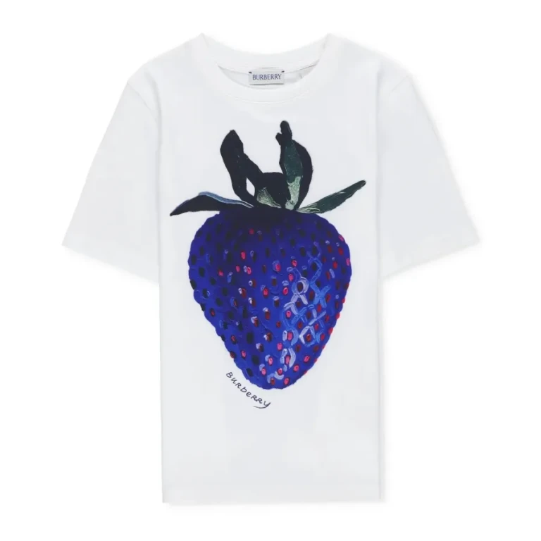 Burberry Kids Strawberry Printed Crewneck T-Shirt