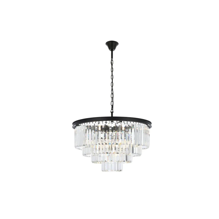 Matte Black 17 Light Chandelier from the Sydney Collection