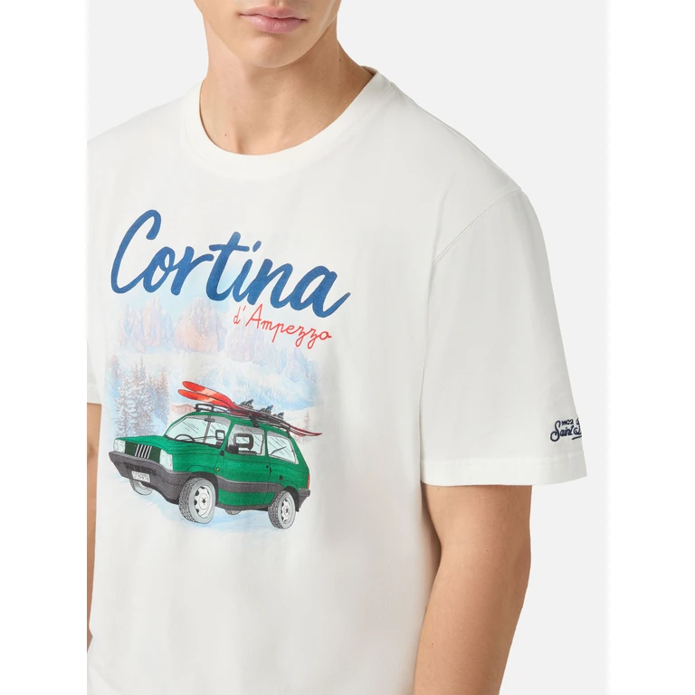 Mc2 Saint Barth Arnott Warm T-Shirt Organic Warm-Touch Cotton With Panda Cortina Print White - Men