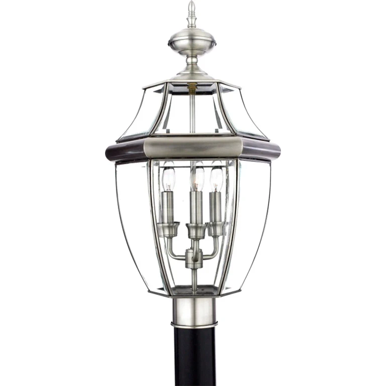 Newbury 3-Light Outdoor Post Lantern in Pewter
