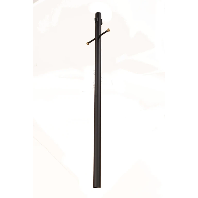 Matte Black Post With Photocell, Outlet And Cross Arm from the Direct Burial Lamp Posts Collection