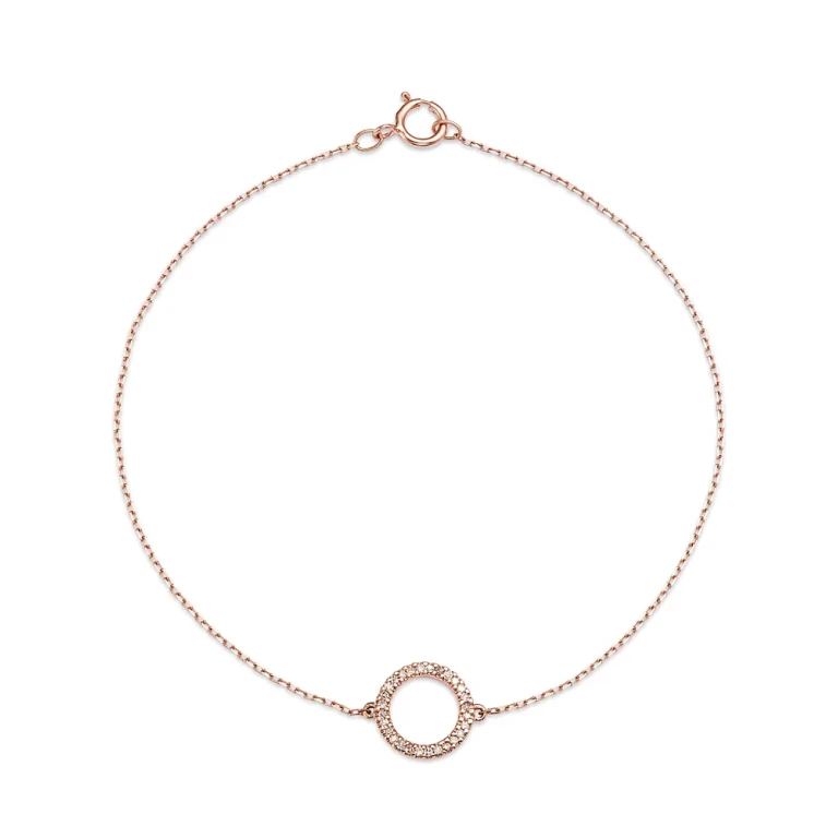 Diamond Circle Link Bracelet in 14K Rose Gold, 0.08 tcw