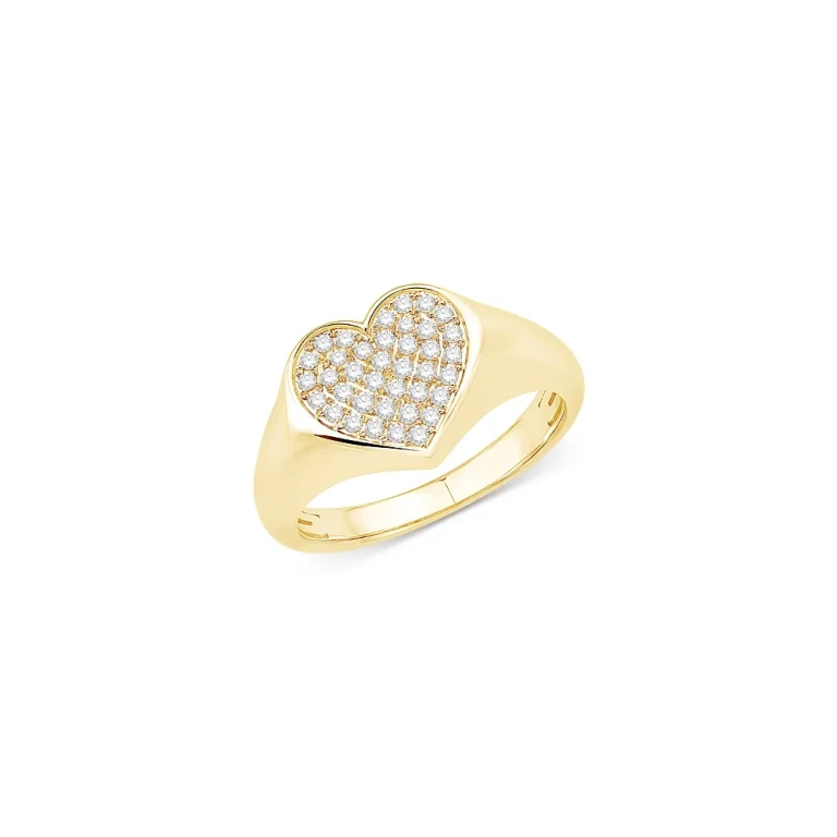 Bloomingdale's Fine Collection Diamond Heart Signet Ring in 14K Yellow Gold, 0.25 tcw