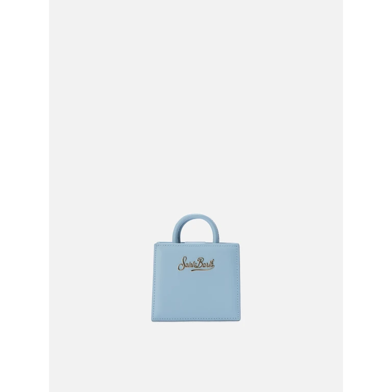 Mc2 Saint Barth Structured Shop Micro Bag Light Blue Smooth Leather With Metal Tag - Unisex