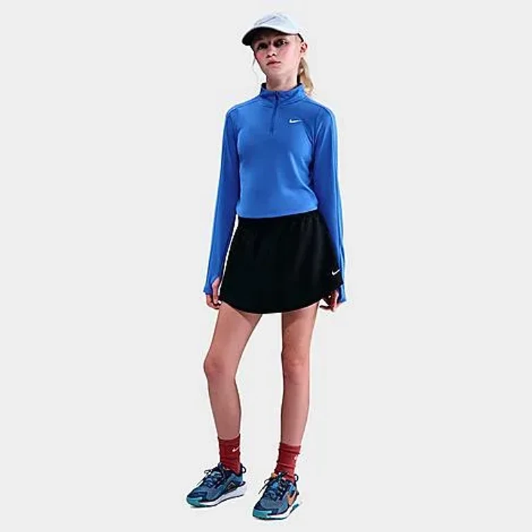 Nike Girls' Big Kids One Dri-FIT High-Waisted Skort in Black/White Size: XS