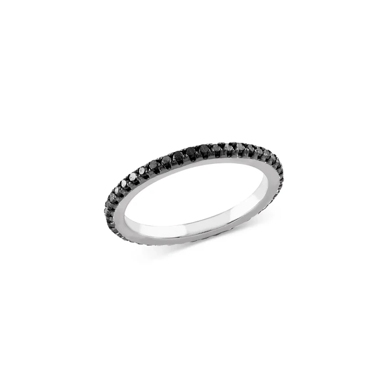Black Diamond Diamond Eternity Band in 14K White Gold, 0.35 tcw