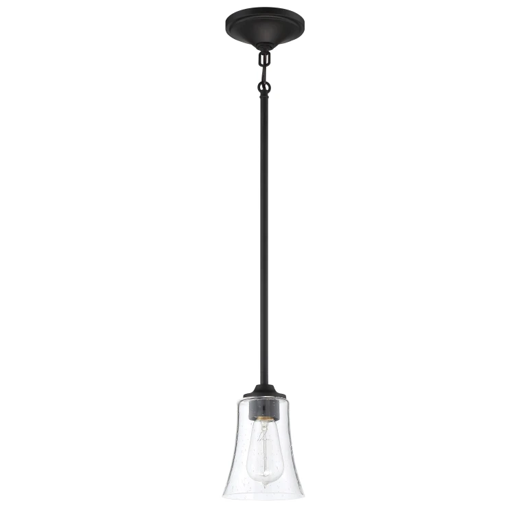 Flat Black One Light Mini Pendant from the Gwyneth Collection