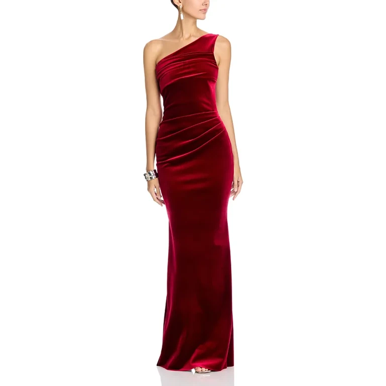 Chiara Boni La Petite Robe Epoque Velvet One Shoulder Gown