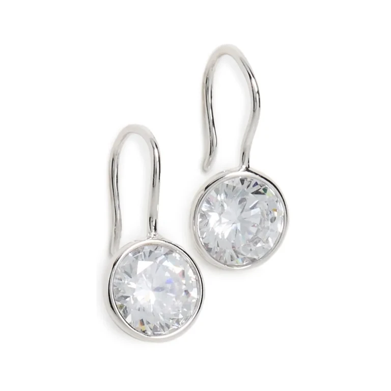 SHASHI Bezel Drop Earrings Silver One Size
