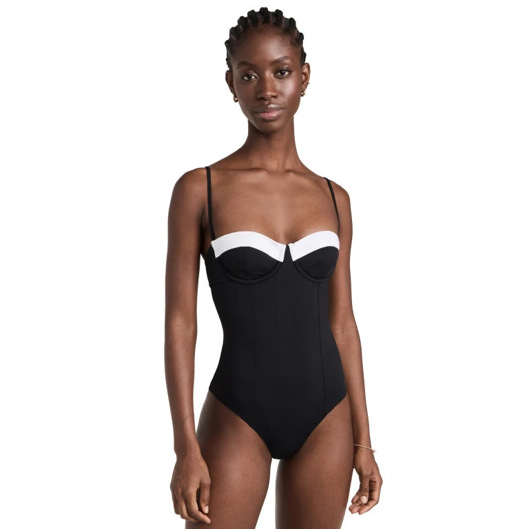 STAUD Maeve One Piece Black/White XS
