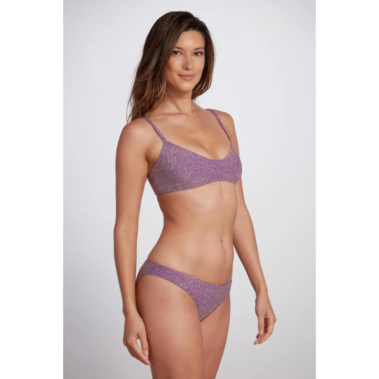 Elise Bralette Bikini Top in Glittered Lurex - Lilac