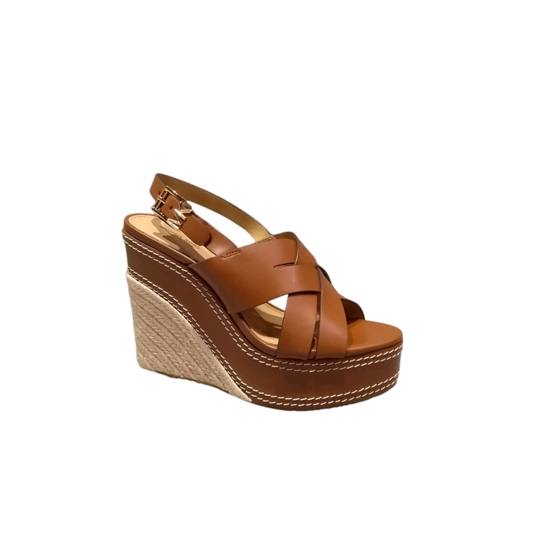 Michael Kors Nora Wedge Brown Calf Leather Shoe - Women