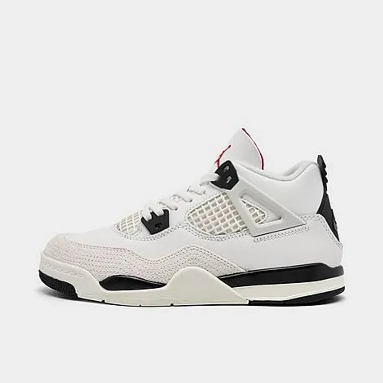 Jordan Little Kids Air Retro 4 Basketball Shoes in Sail/University Red/Black Size: 1.0