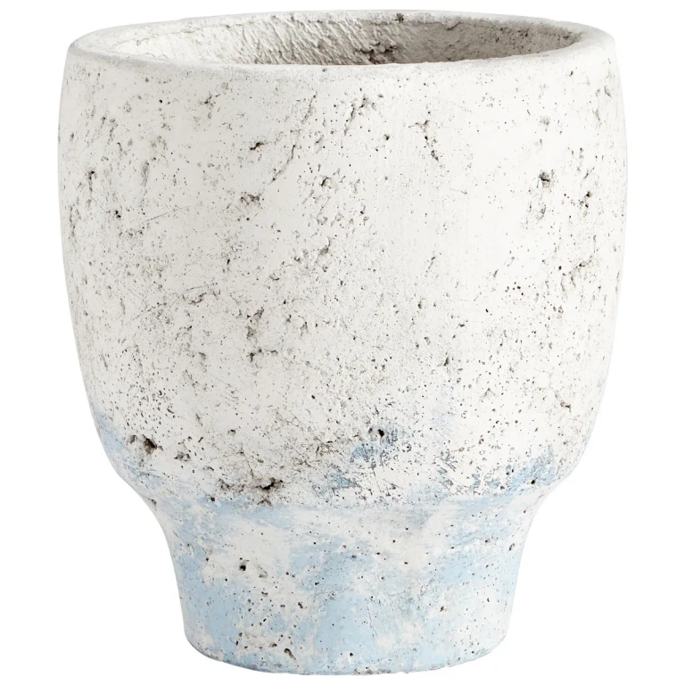 Cyan Design Small Venice Planter in Antique White Blue Accents