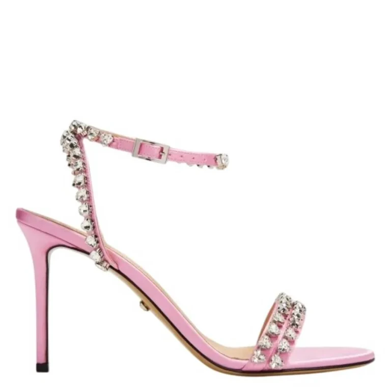 Mach & Mach Audrey 95 Crystal Heart Satin Sandals
