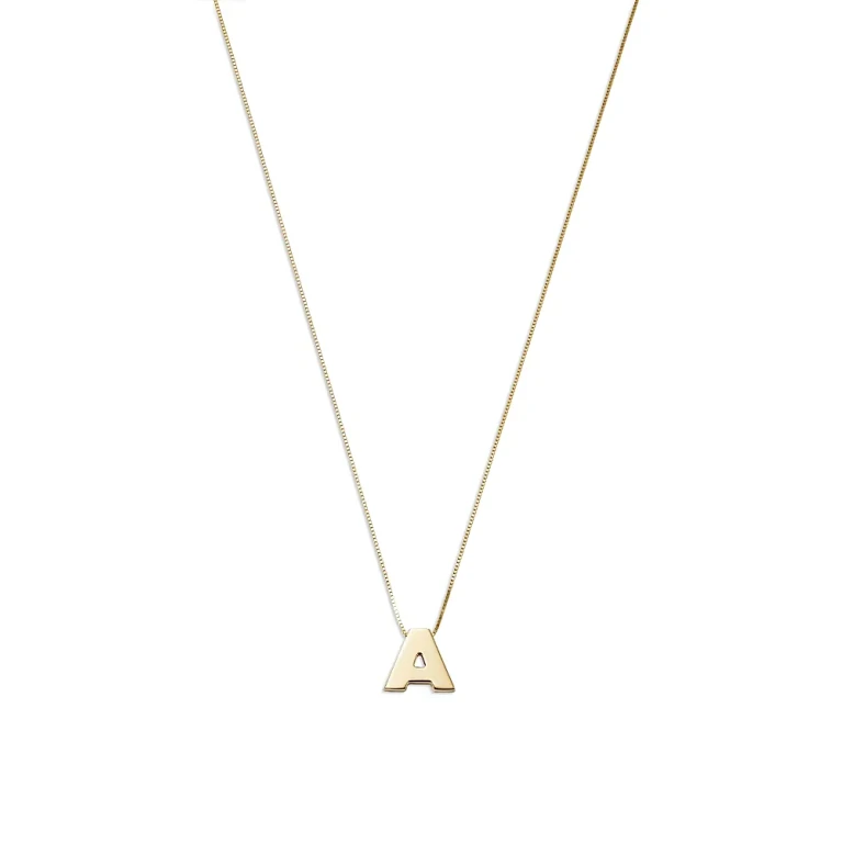 Initial Pendant Necklace in 14K Yellow Gold, 16