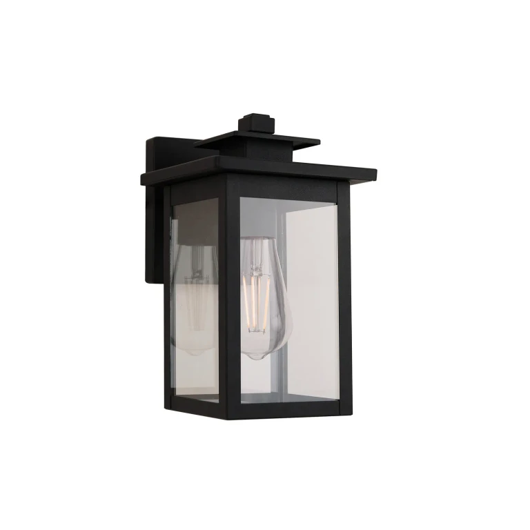 Textured Black Outdoor Wall Lantern from the Rock Creek Collection