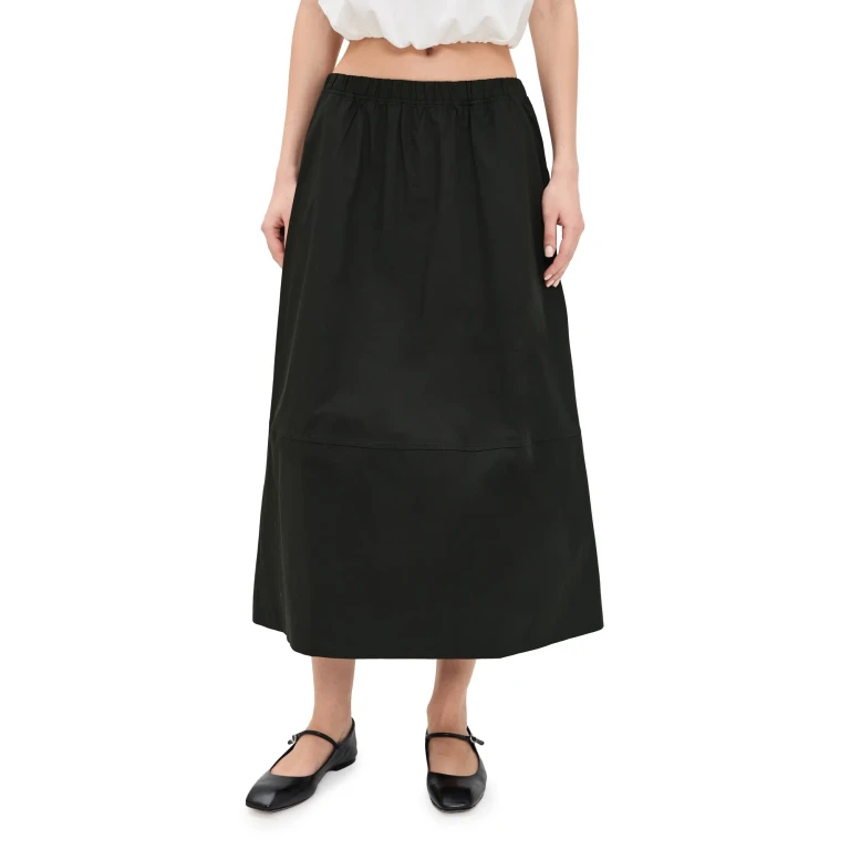 perfectwhitetee Minka Cotton Poplin Skirt True Black S