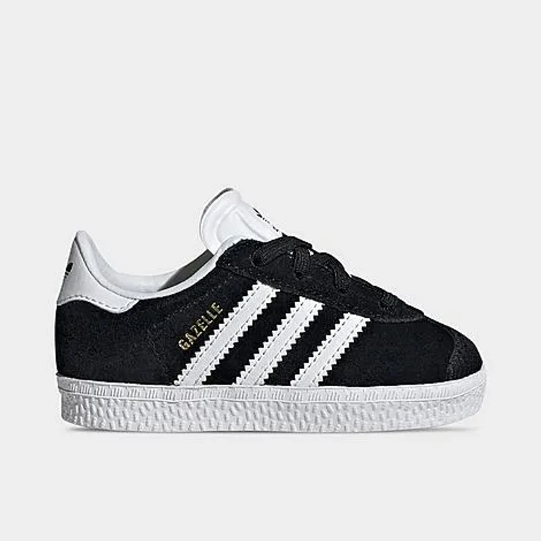adidas Kids Toddler Originals Gazelle Stretch Lace Casual Shoes in Black/White Size: 4.0