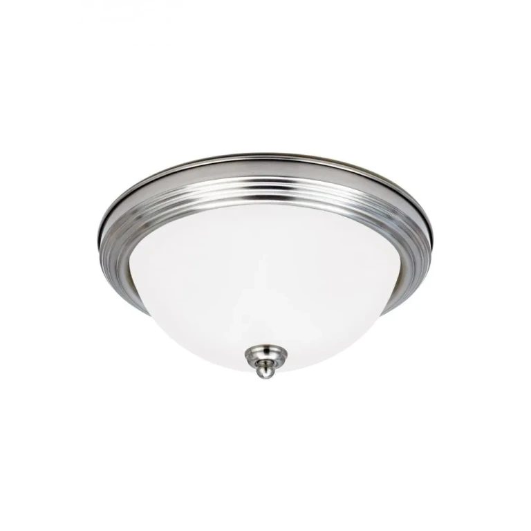 Brushed Nickel Two Light Flush Mount from the Geary Collection