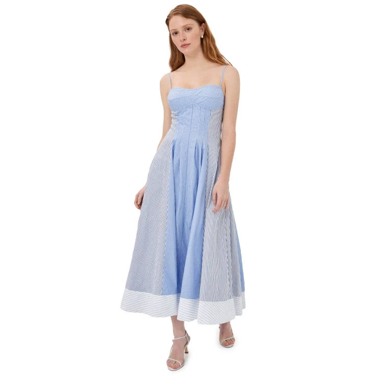 SIMKHAI Chamberlain Cotton Midi Dress Periwinkle Multi Stripe 2