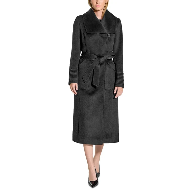 Sentaler Wide Collar Long Wrap Coat