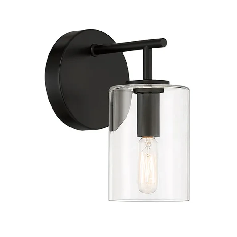 Flat Black One Light Wall Sconce from the Hailie Collection