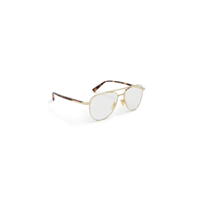 Gucci Aviator Frame Glasses Gold/Havana/Transparent One Size
