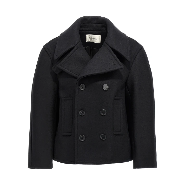 Saint Laurent Black Virgin Wool Coat Clothing - Women