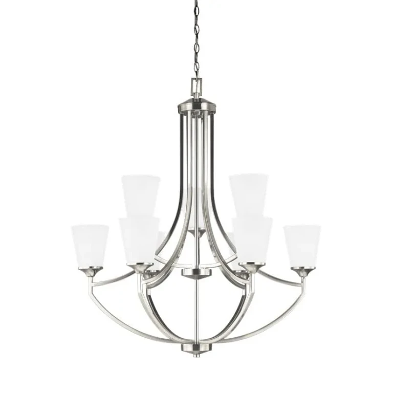 Brushed Nickel Nine Light Chandelier from the Hanford Collection
