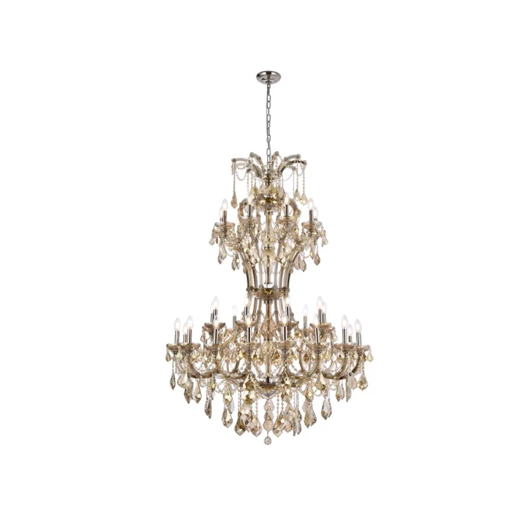Golden Teak 36 light Chandelier from the Maria Theresa Collection