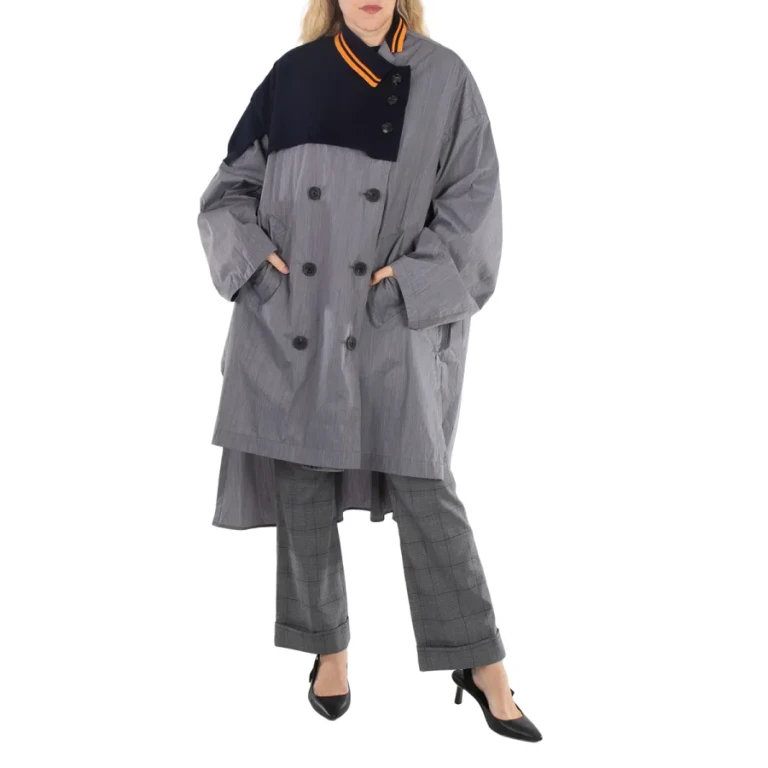Kolor Ladies Light Gray Taffeta Long Coat, Brand Size 1 (Small)