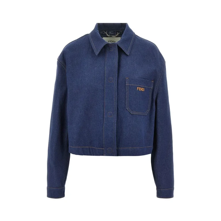 FENDI Cropped denim jacket Woman 40