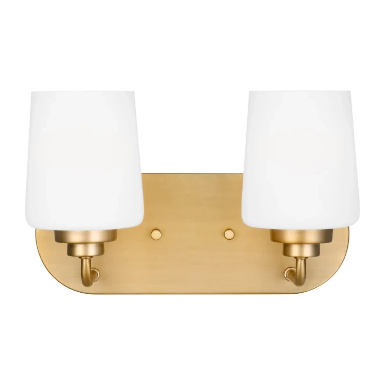 Windom 2-Light Bathroom Vanity Light in Satin Brass