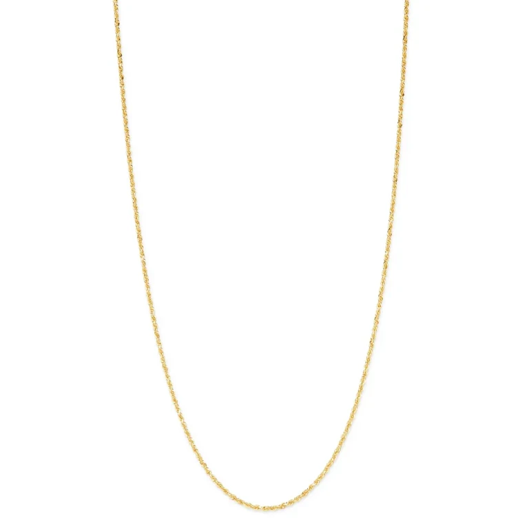 Fine Glitter Link Chain Necklace in 14K Yellow Gold