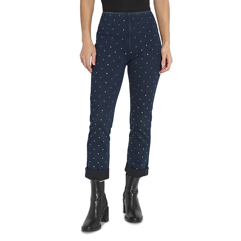 Lysse Plus Studded High Rise Boyfriend Jeans in Indigo