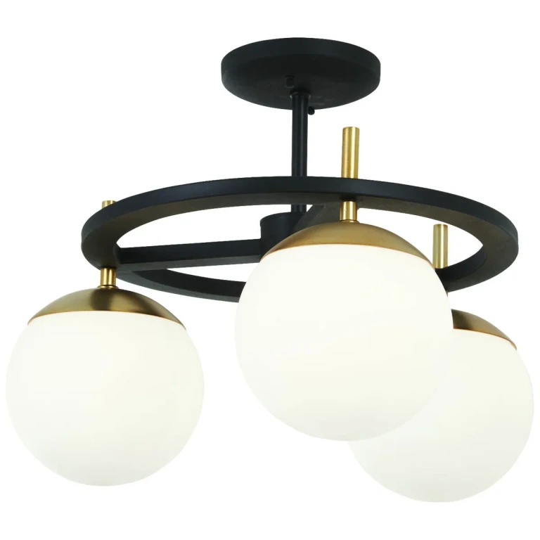 George Kovacs Alluria 3-Light 18" Ceiling Light in Weathered Black with Autumn Gold