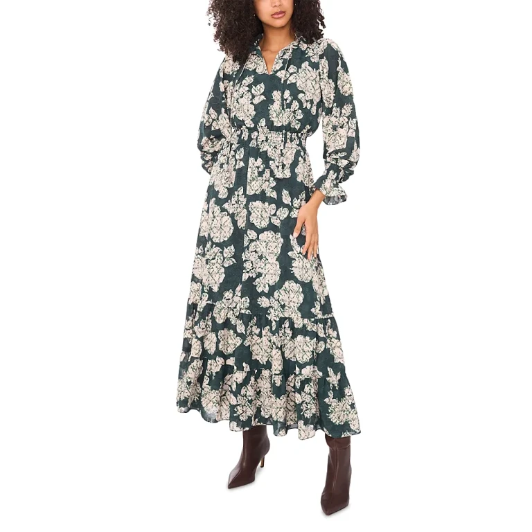 Vince Camuto Long Sleeve Smocked Maxi Dress