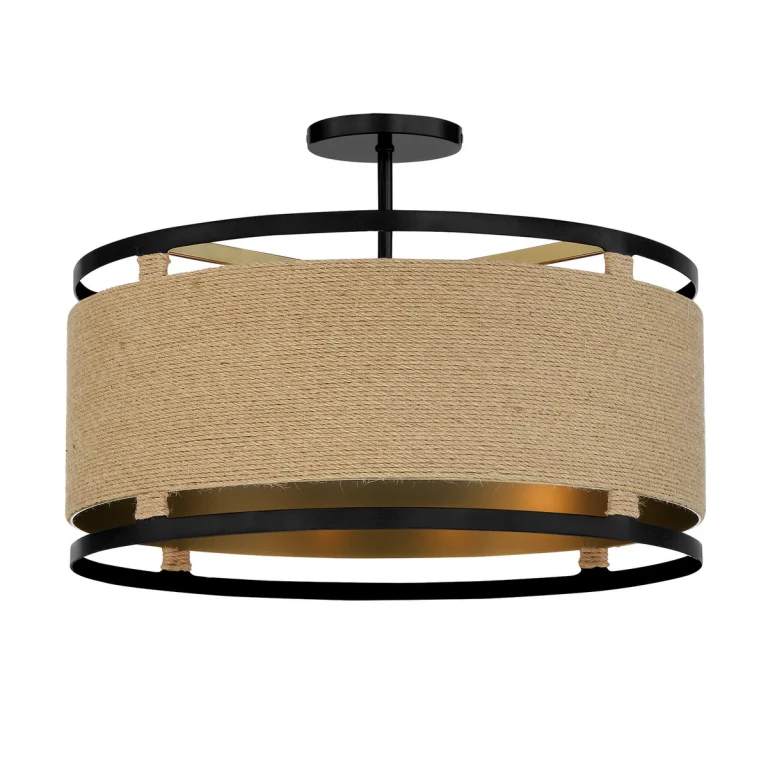 Coal And Soft Brass Semi Flush Mount from the Windward Passage Collection