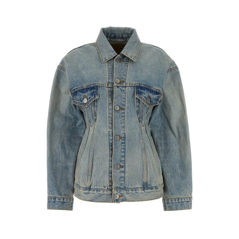 Balenciaga Light Blue Denim Hourglass Jacket Lightindigomadder Exterior: Cotton Giubbini - Women