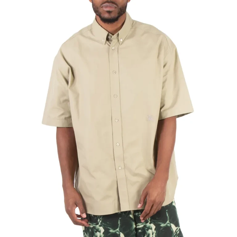Burberry Logo-Embroidered Short Sleeve Poplin Shirt