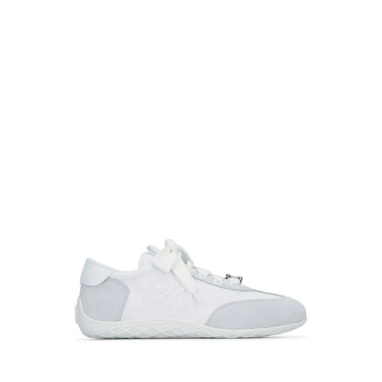 Viv Low Leather and Fabric Sneakers with Jewel Buckle (RVW79342810TNM89JH)