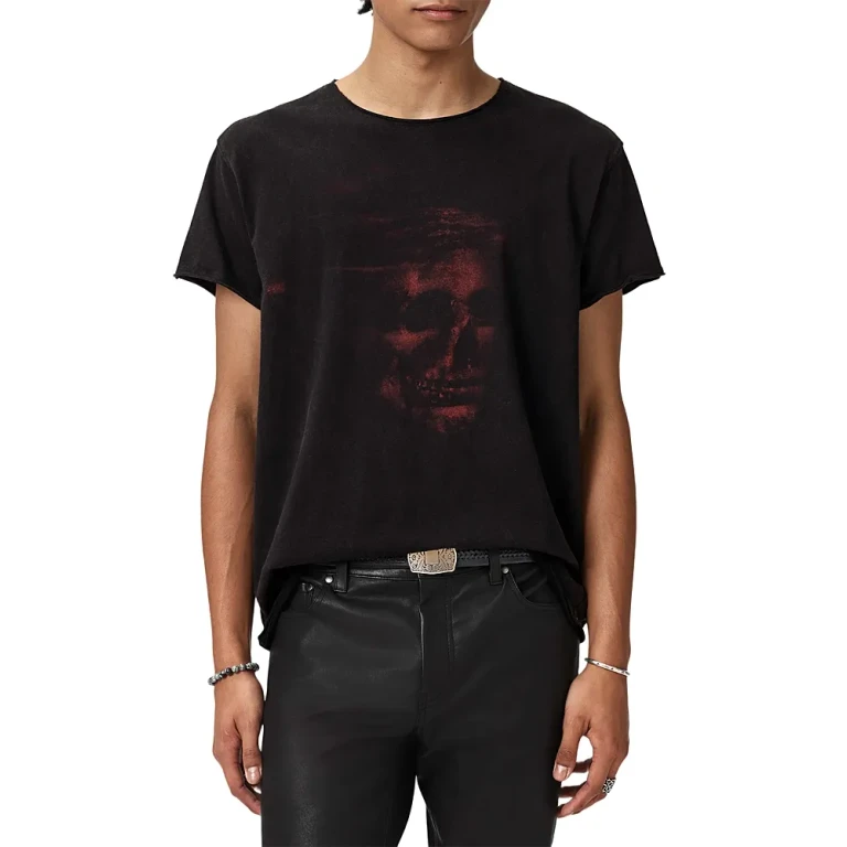 John Varvatos Short Sleeve Raw Edge Graphic Crewneck Tee