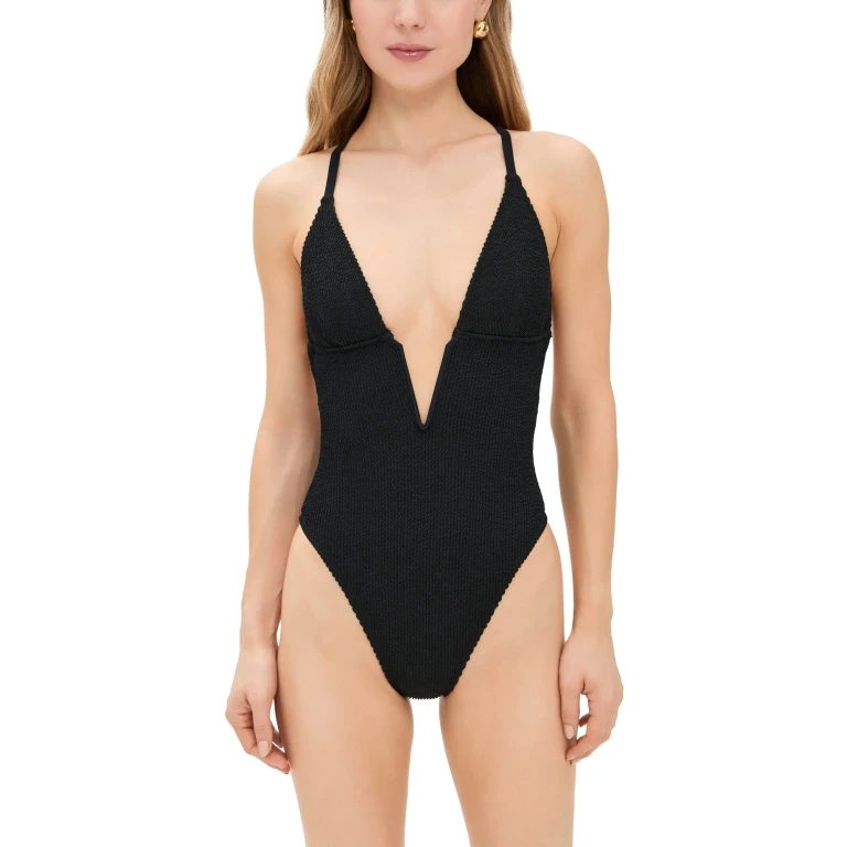 Good American Always Fits Deep V Underwire Swimsuit Black XXS/XS