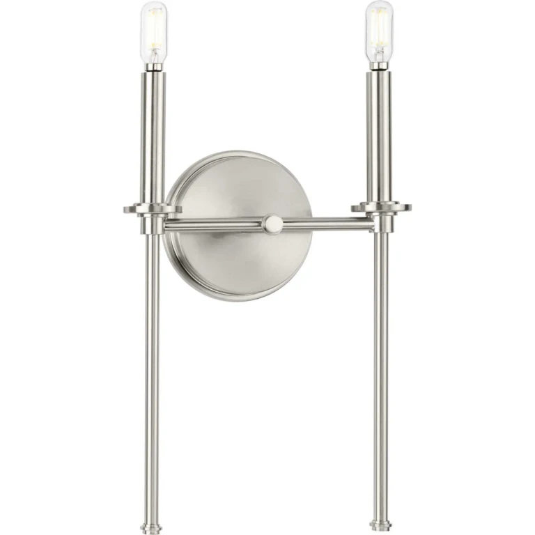 Brushed Nickel Two Light Wall Bracket from the Elara Collection