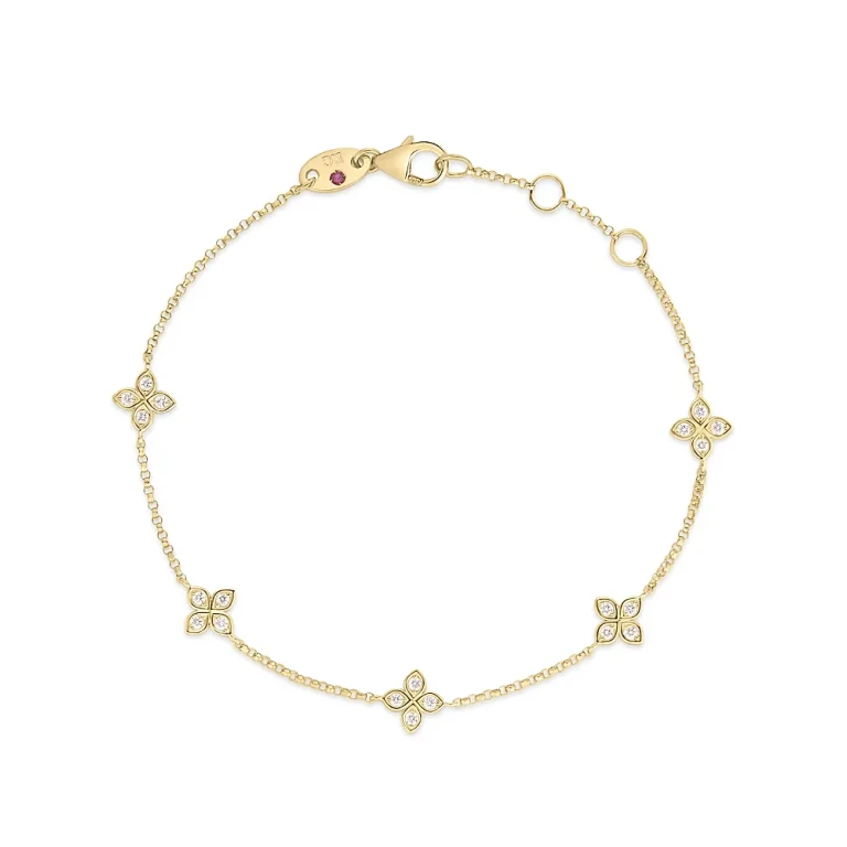 Roberto Coin 18K Yellow Gold Verona Love by the Inch Diamond Station Bracelet